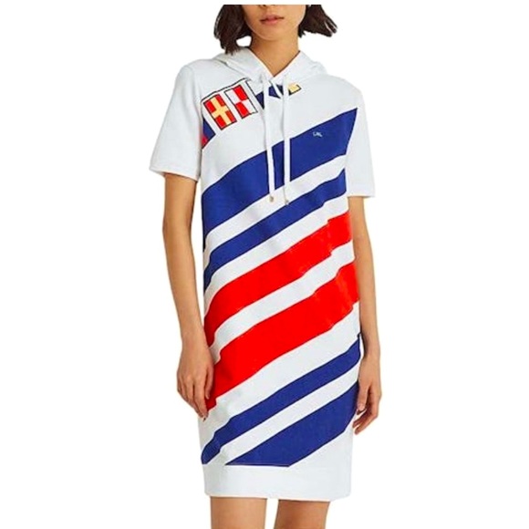 Lauren Ralph Lauren Flags and Stripes French Terry Hooded Dress - Picture 1 of 7